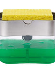 2-In-1Sponge Rack Soap Dispenser Soap Dispenser and Sponge Caddy 13 Ounces Container Sponge Drainboard Soap Holder Rack Rugs Q40
