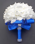 Cheap Prom Baby Blue Flower Brooch Wedding Bouquet De Mariage Wedding Bouquets PE Rose Diamond Ribbon Bouquet W2017D