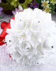 Crystal Roses Pearl Bridesmaid Wedding Bouquet Bridal Artificial Silk Flowers Artificial Flowers Valentines Day Gift