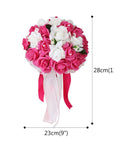 Foam Rose Wedding Bouquet Lace Wedging Leaves Stamen Silk Ribbon Diamante Pearls Holding Flower Wedding Decoration